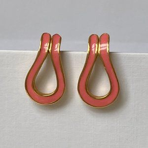 Vintage Pink Enamel Earrings